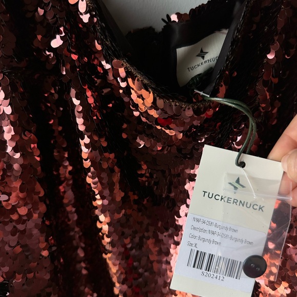 Tuckernuck Women's Roxy radiant bronze Sequin Midi Dress - new with tags size XL - Picture 3 of 6